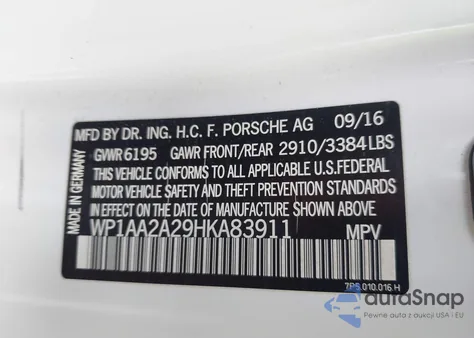 2017 Porsche Cayenne Platinum Edition from USA, damaged, VIN WP1AA2A29HKA83911